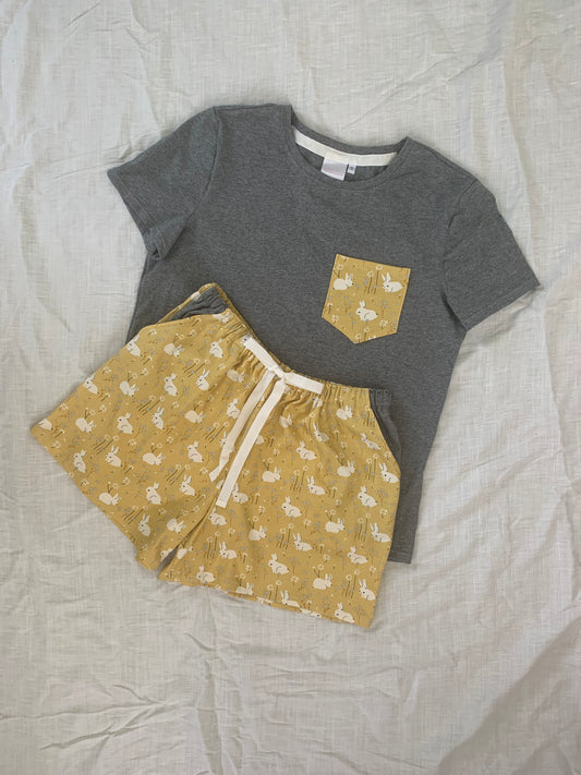 Mustard Rabbit Pyjama Short Set