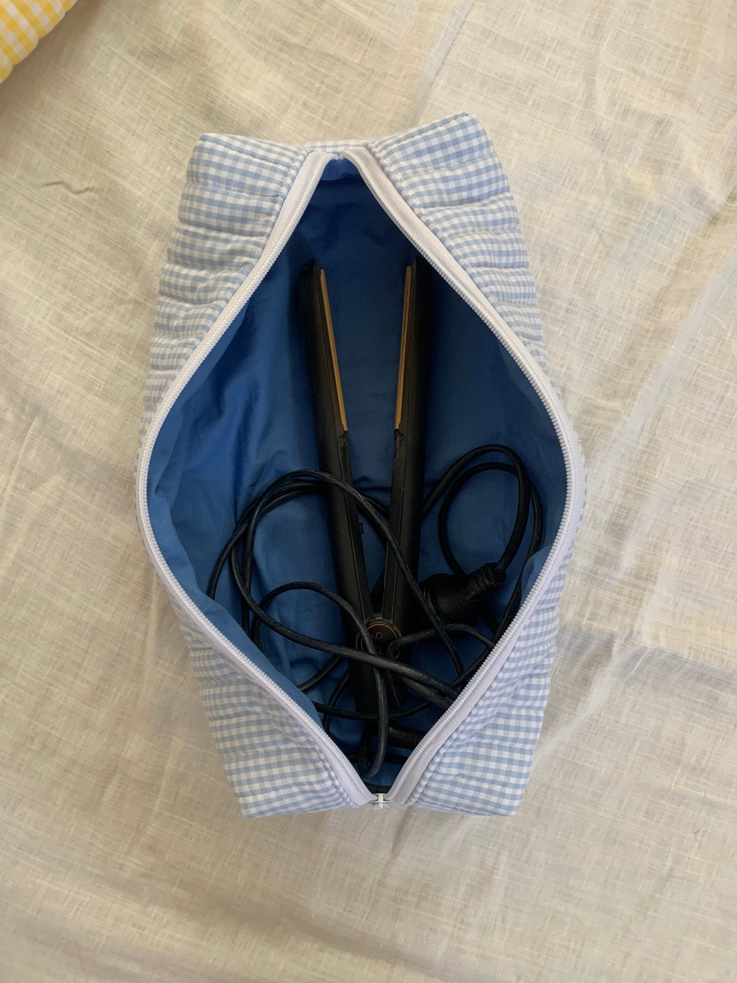 Blue Gingham Hair Tools Bag