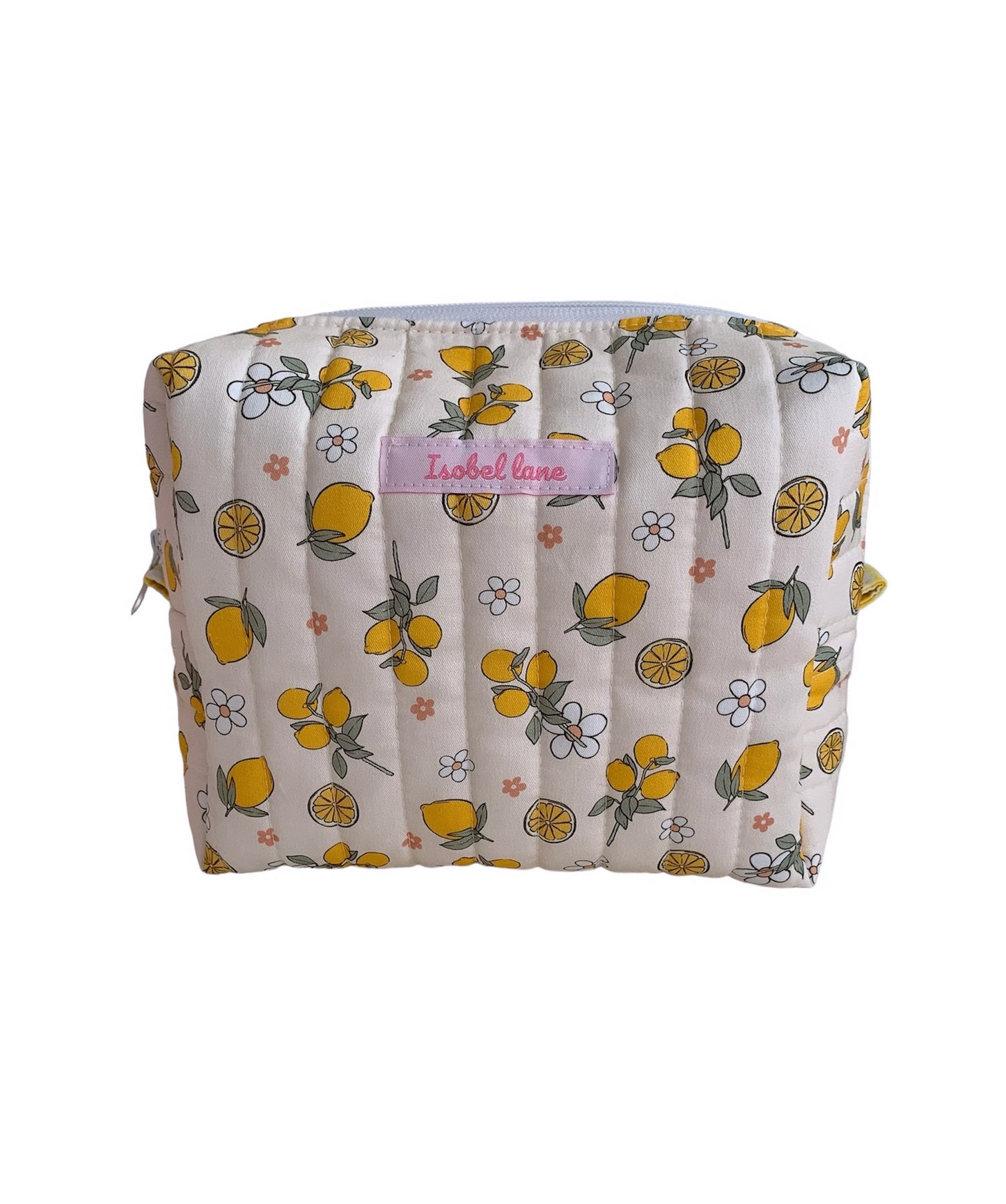 Large Lemon Print Carry All Make Up Bag