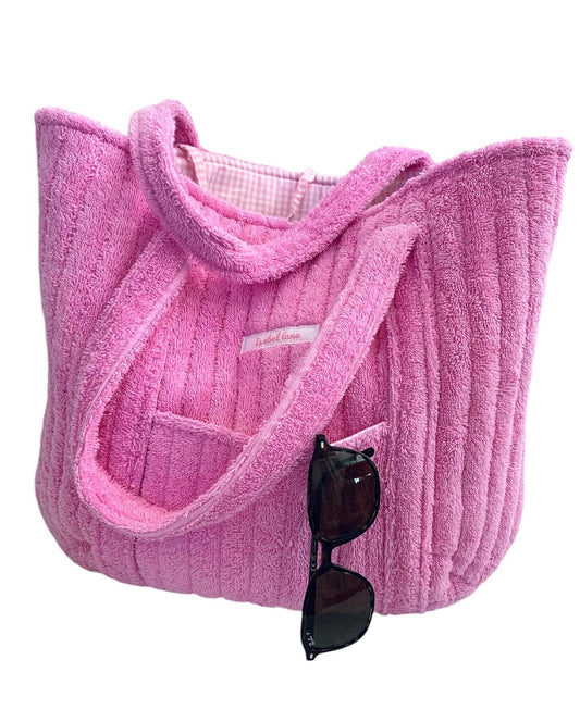 Pink Candy Fluffy Terry Toweling Quilted Tote Bag