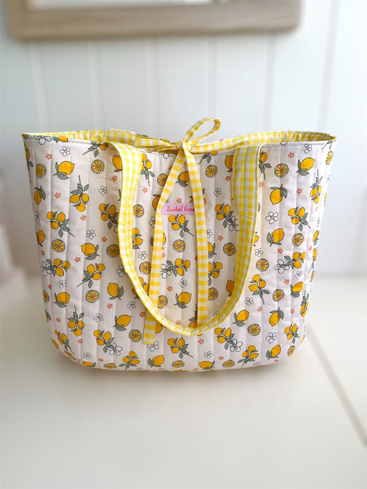 Lemon Quilted Cotton Tote Bag