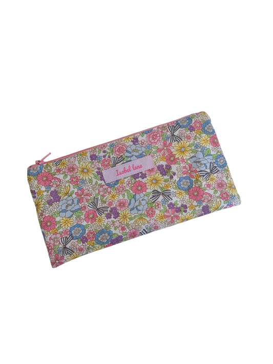 Ribbon Bow Floral Cotton Zipper Pouch Purse