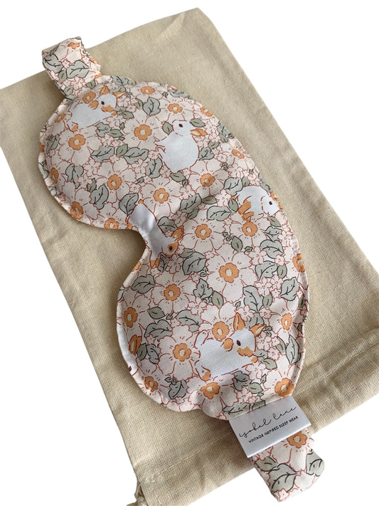 Rabbit Blossom Print Wheat And Lavender Cotton Eye Pillow