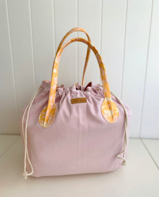 Floral Orange and Pink Cotton Canvas Tote Bag