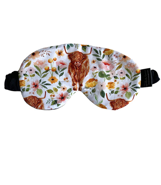 Highland Cow floral Cotton Sleep Eye Mask