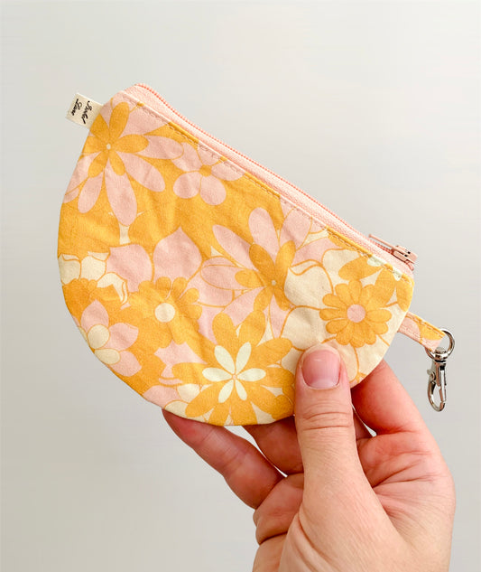 Pink And Orange Floral Coin Zipper Pouch