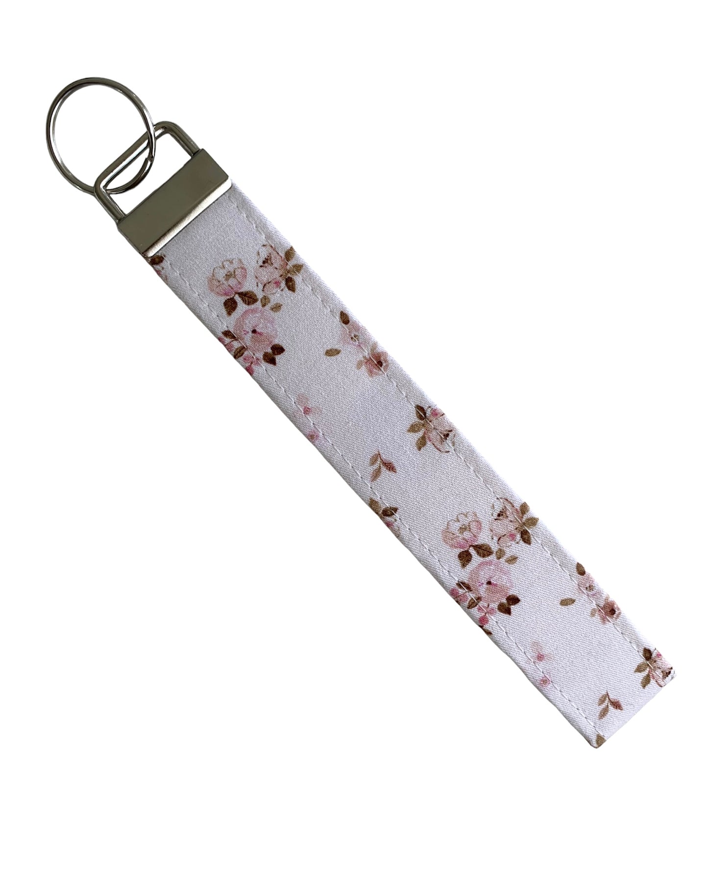 Vintage Cream Floral Wristlet Key Chain