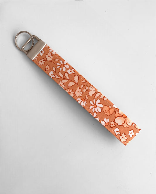 Apricot Floral Wristlet Key Chain