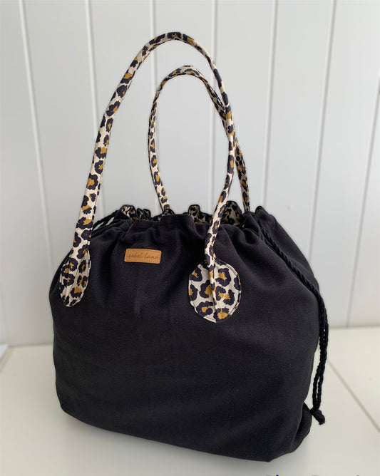 Leopard Print Weekend Overnight Cotton Canvas Tote Bag