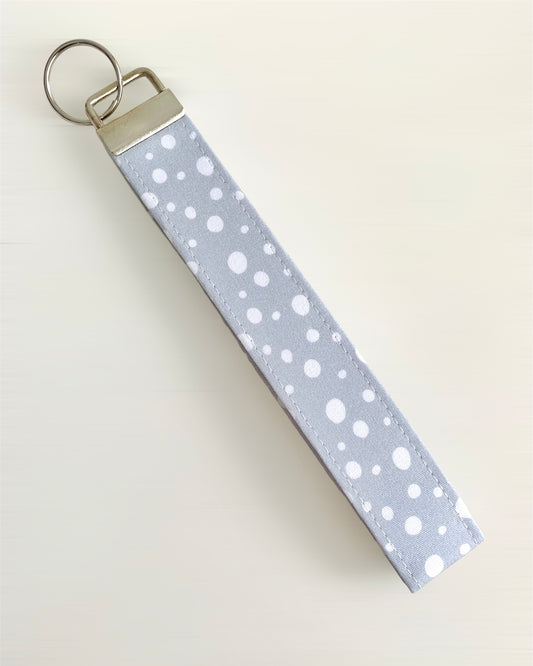 Grey Blue Spot Wristlet Key Chain