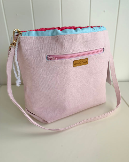 Pink Multicolour Stripe Reversible Canvas Bag