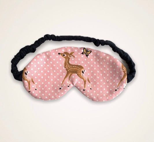 Pink Deer Fawn Polka Dot Cotton Sleep Eye Mask