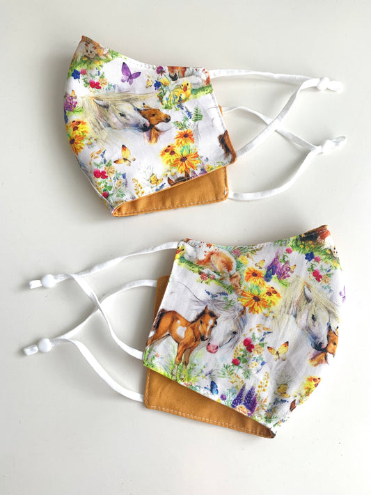 Horses Ponies Cotton 3 Layer Face Covering Mask