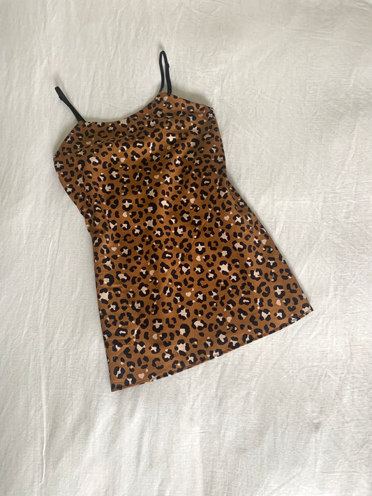 Womens Leopard Print Cotton Chemise Nightie