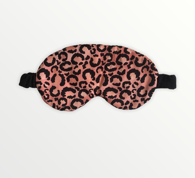 Womens Pink Leopard Print Cotton Pyjama Shorts Sleep Mask Set