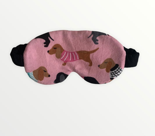 Pink Flannelette Dachshund Sausage Dog Cotton Sleep Eye Mask