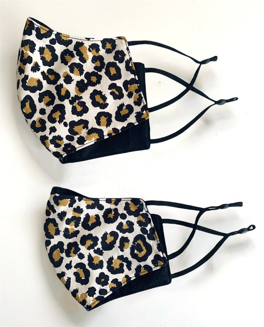 Leopard Print Cotton 3 Layer Face Covering Mask
