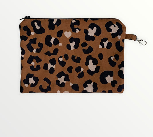 Leopard Print Cotton Small Carry Zipper Pouch