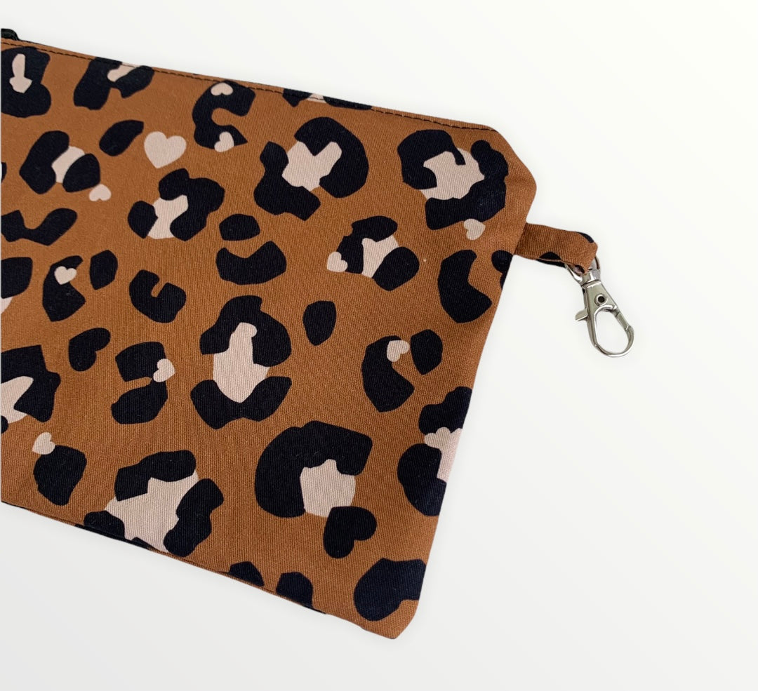 Leopard Print Cotton Small Carry Zipper Pouch