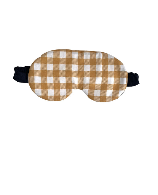 Gingham Mustard Cotton Sleep Eye Mask