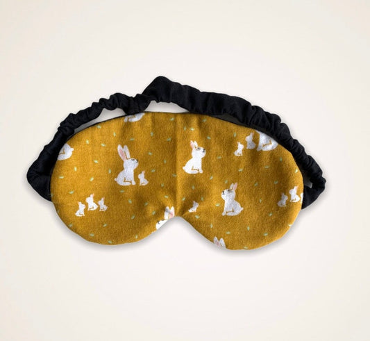 Bunny Rabbit Mustard Yellow Cotton Sleep Eye Travel Mask