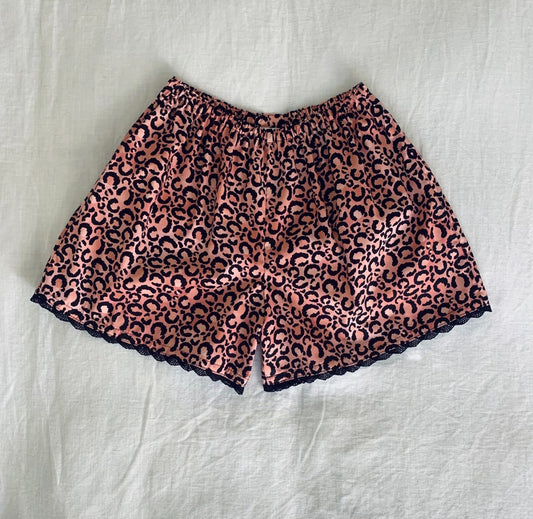 Womens Leopard Print Cotton Pyjama Shorts