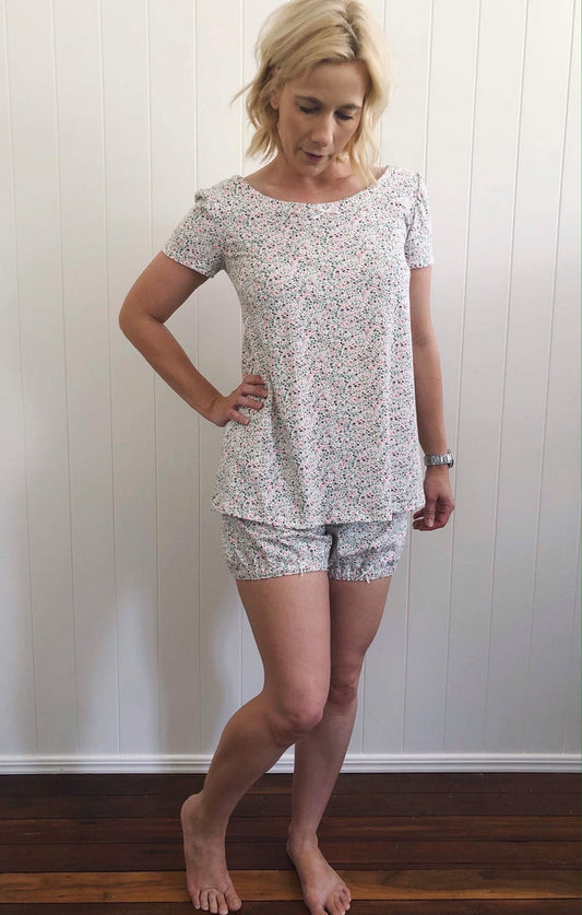 Womens Floral Vintage Style Cotton Bloomers Pyjama Shorts