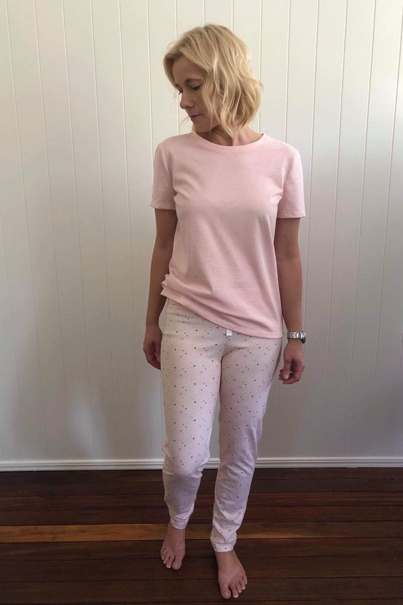 Womens Pink Organic Cotton Pyjama Leggings Pants