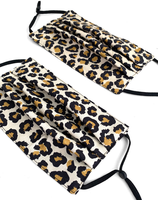 Leopard Print Cotton Pleated Face Covering Mask