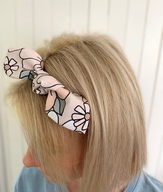 Womens Cotton Floral Knotted Headband