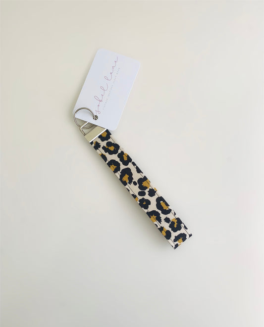 Leopard print wristlet key chain