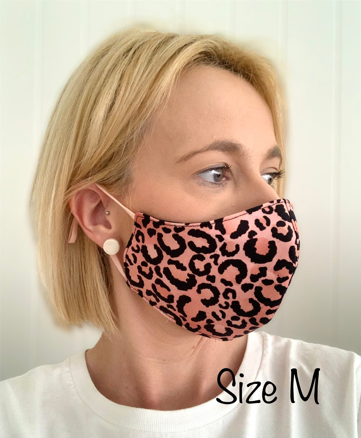 Blue Floral Pink Flower Cotton 3 Layer Face Covering Mask