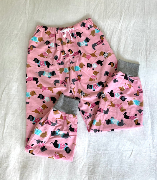 Women’s Pink Dachshund Flannelette Pyjama Pants