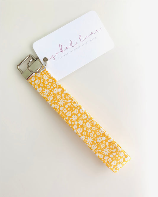 Yellow Mustard Floral Wristlet Key Chain